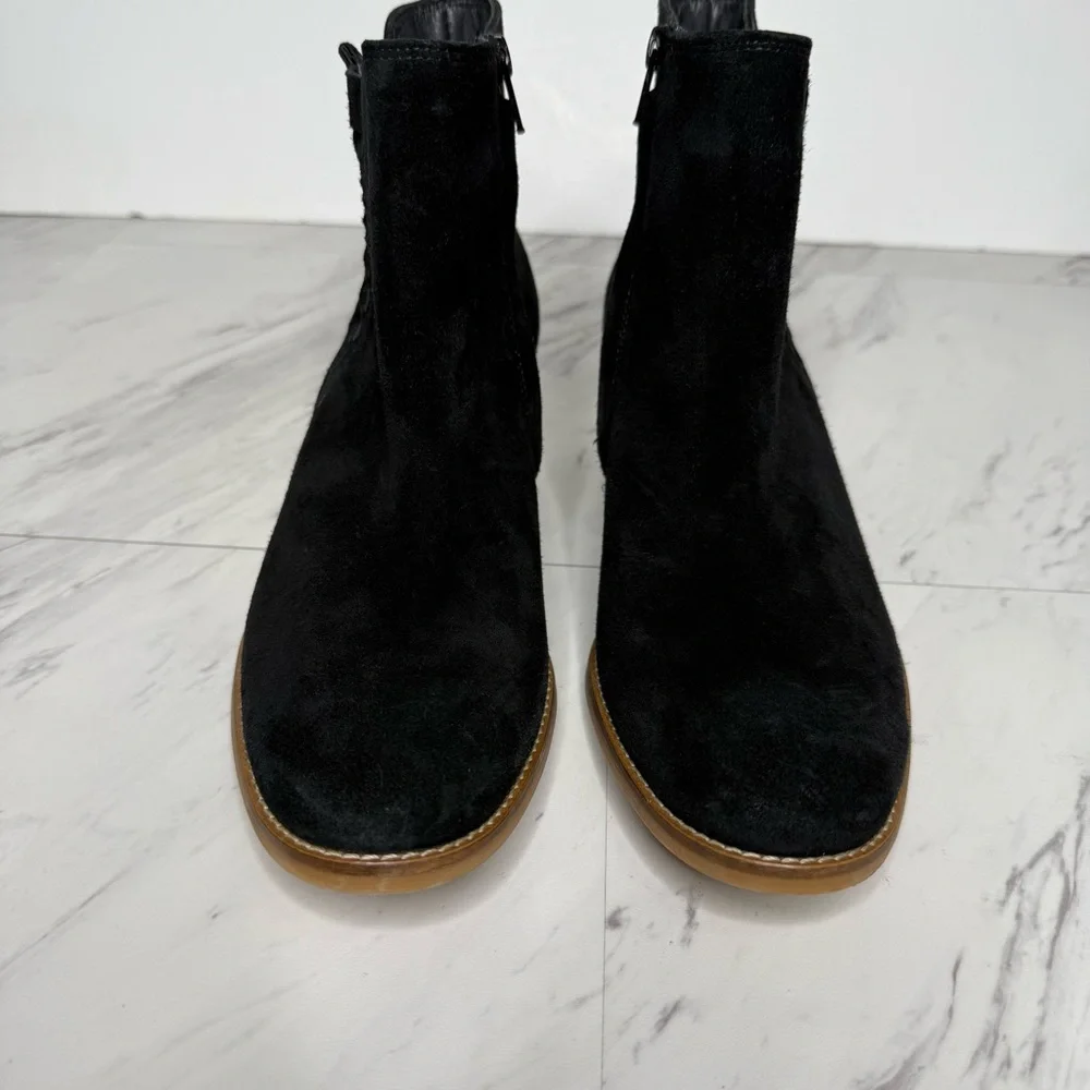 Paul Green Vienna Black Suede Stacked Heel Bootie 6 / 8.5